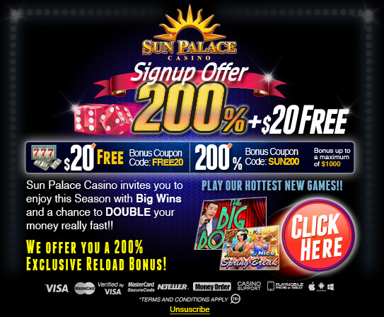 SUN PALACE CASINO 200% + Free