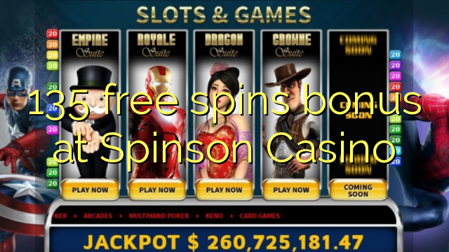 135 free spins bonus at Spinson Casino