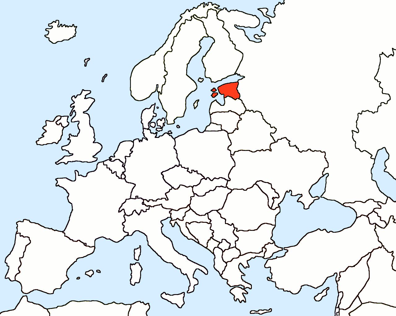 爱沙尼亚在欧洲地图上