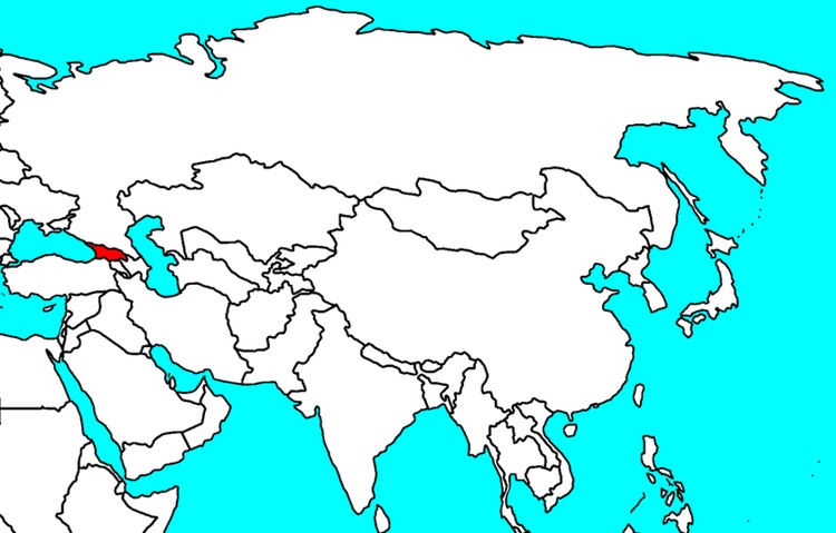 Gruzija na mapi Azije