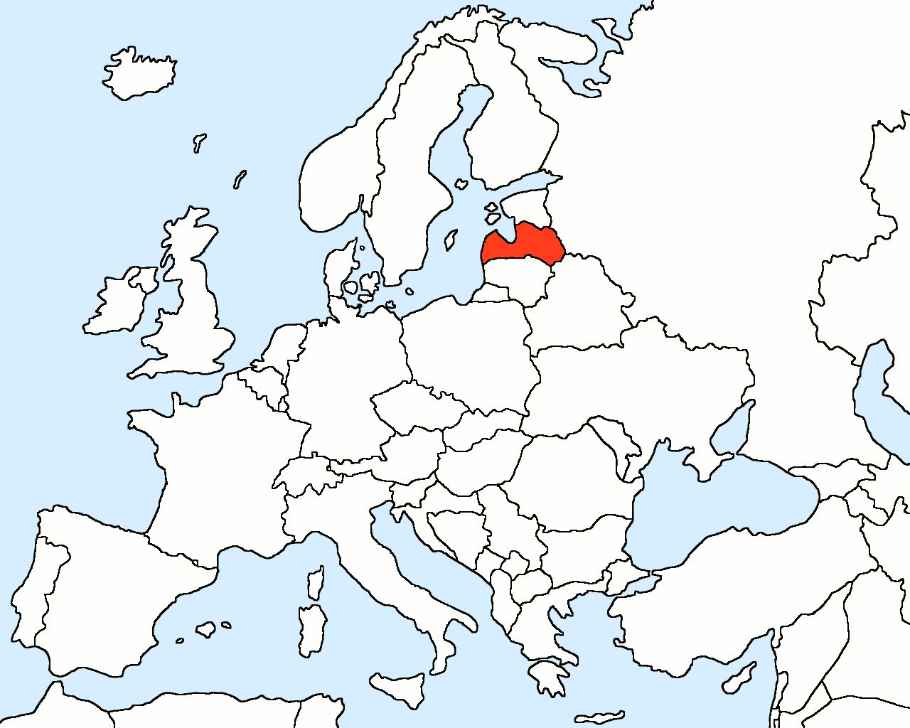 Latvia na map nke Europe