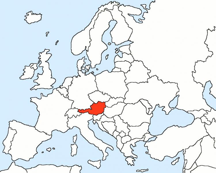 ʻO Austria ma ka palapala 'āina o'Europa