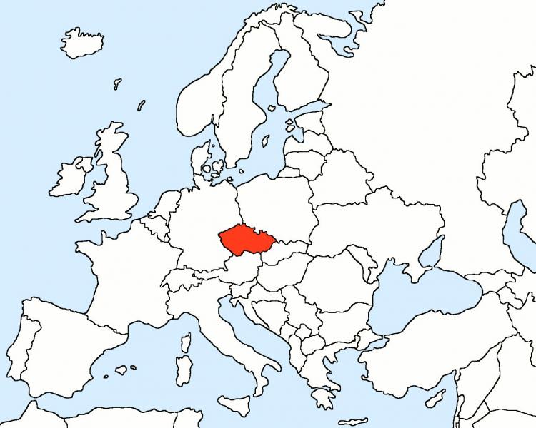 Česká republika na mapě Evropy