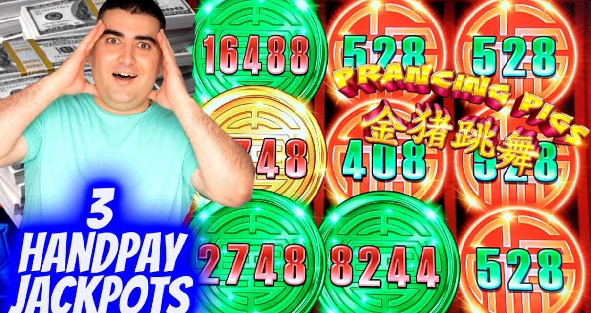 3 HANDPAY JACKPOTS On High Limit Prancing Pigs Slot Machine | Winning Money In Las Vegas Casinos P-1