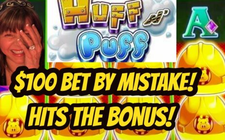 OMG! 0 BET by  MISTAKE BONUS! Jackpot on Huff N' Puff