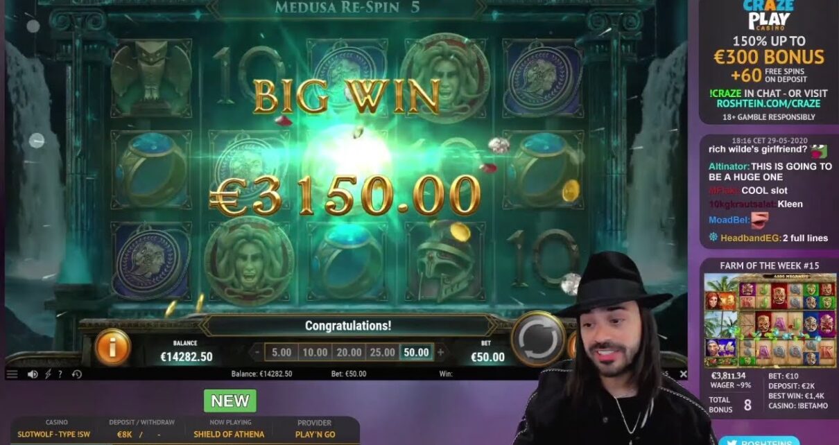 Roshtein Shield of Athena 7100€ – Online Casino Big Win in Slots