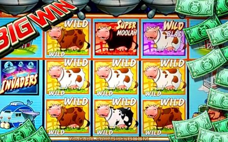 WILD HIT!!!! & BONUS!!! Invaders Attack from the Planet Moolah – CASINO SLOTS