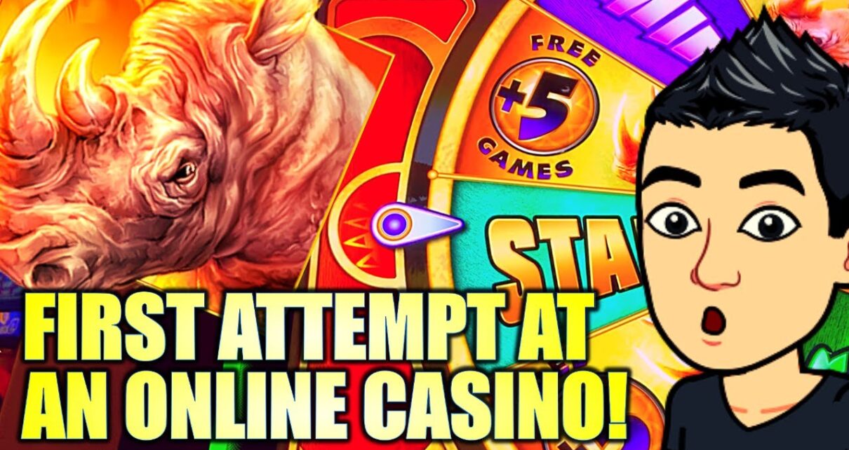 BIG WIN! MY FIRST ATTEMPT AT AN ONLINE CASINO!? RAGING RHINO RAMPAGE & WILLY'S HOT CHILLIES SLOT