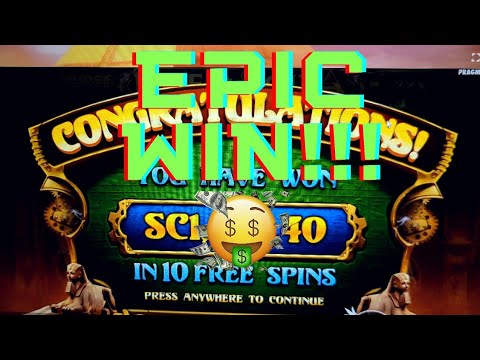 Epic WIN on Rise of Giza!!! [Pulsz Online Casino] up tp $2 bet!! Almost a handpay!!!