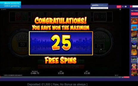 Online Casino slots live stream.- Roulette  spins and 25 free spins @ £5 cops and robbers :)