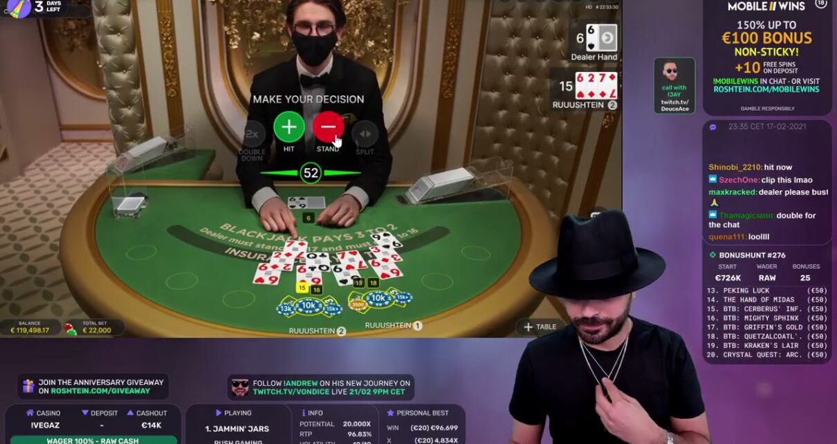 Roshtein Big Win 87500€ of the Blackjack Side bets   Online Casino Big Win in Slots