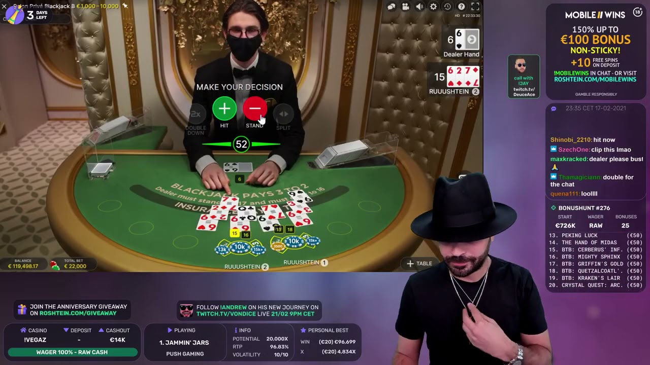 Roshtein Big Win 87500€ of the Blackjack Side bets   Online Casino Big Win in Slots