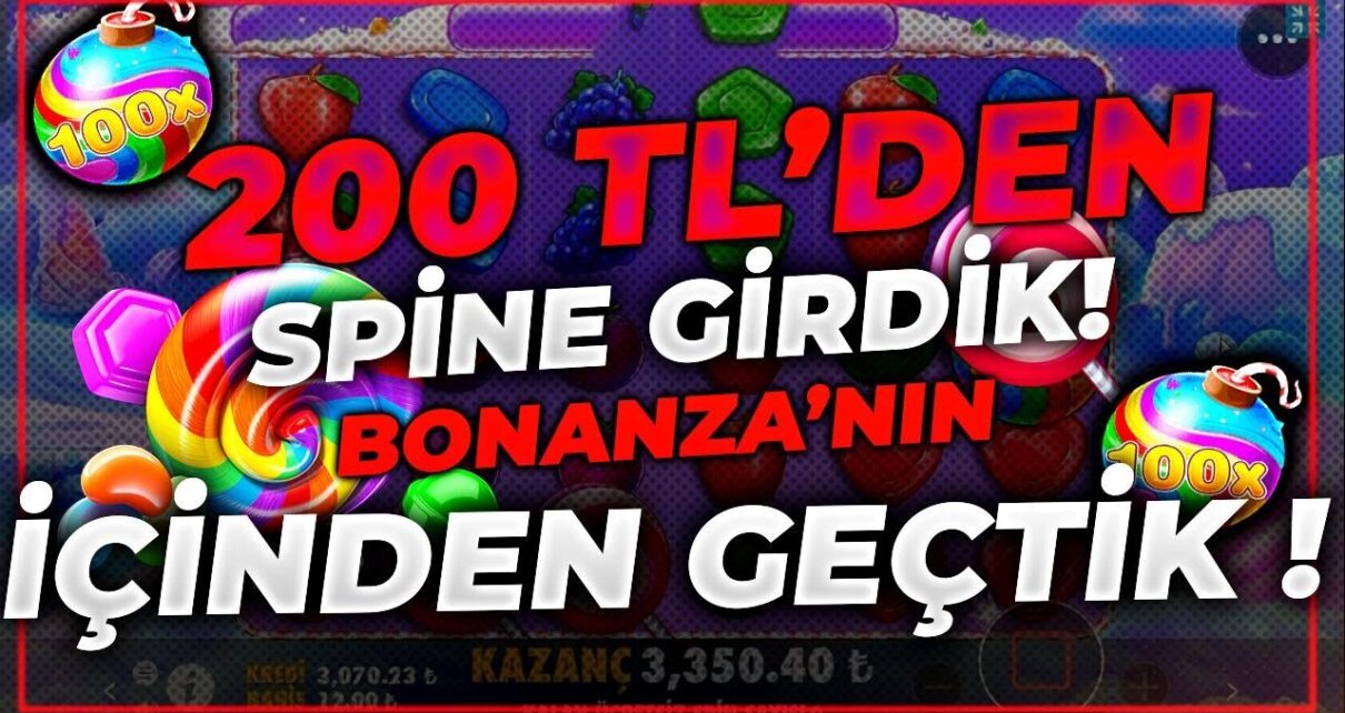 SWEET BONANZA – 200 TL'DEN BONUSA GİRDİK! BONANZA'NIN İÇİNDEN GEÇTİK! #slot #sweetbonanza #casino