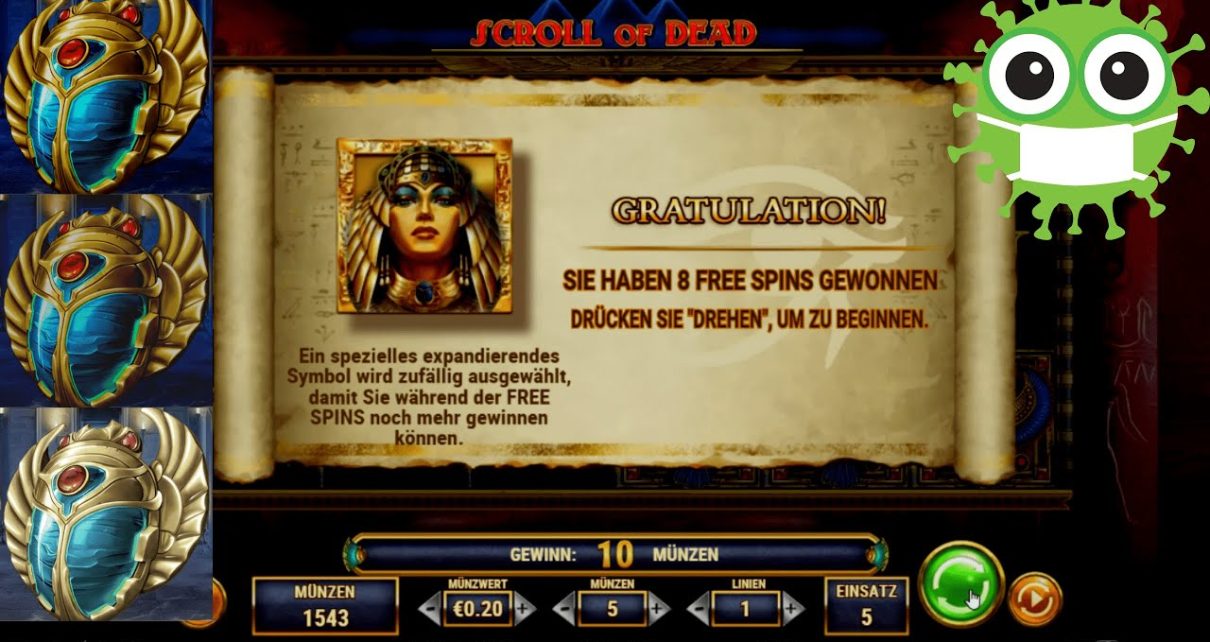 Online Casino Deutsch – Scroll of Dead Freispiele und 20:00 Livestream mit Bonushanz