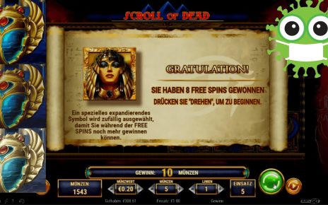 Online Casino Deutsch – Scroll of Dead Freispiele und 20:00 Livestream mit Bonushanz