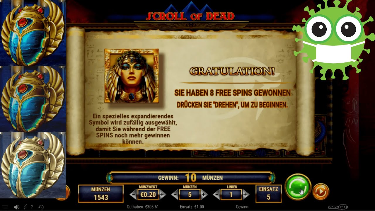 Online Casino Deutsch - Scroll of Dead Freispiele und 20:00 Livestream mit Bonushanz