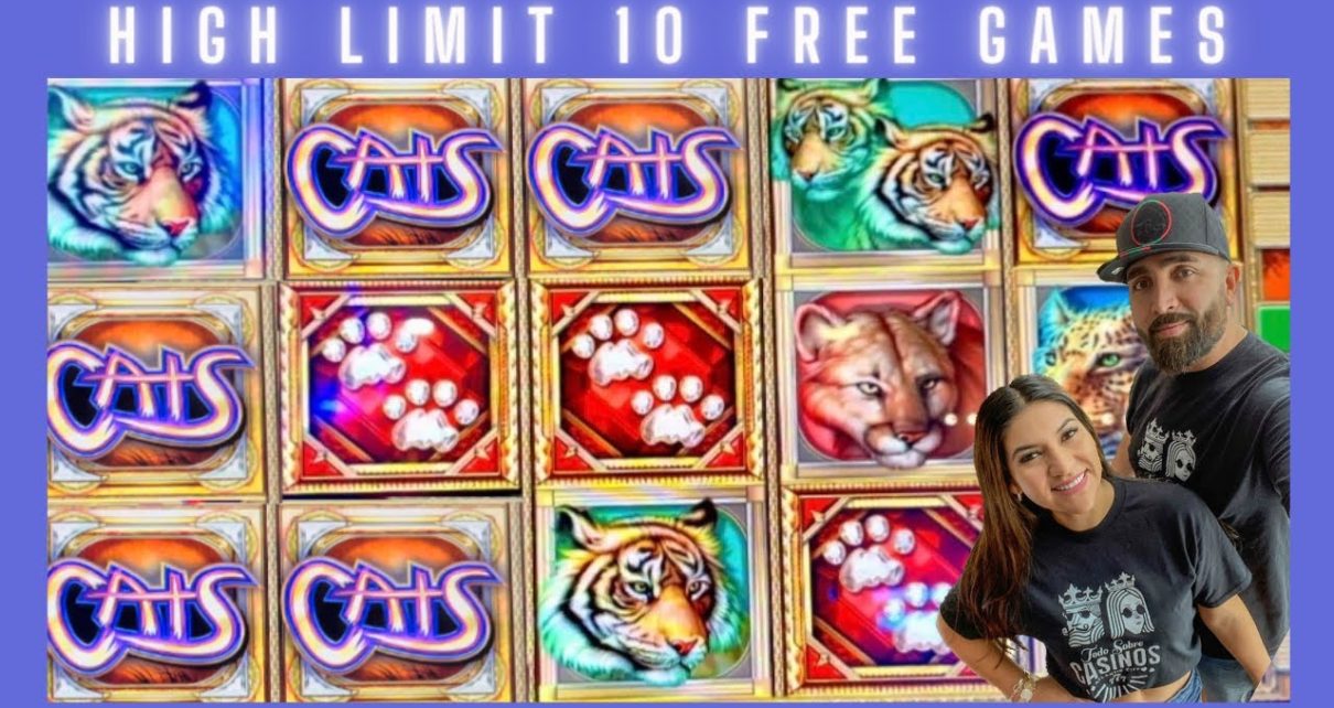 ?10 FREE GAMES AND BIG LINE HITS!  BETS HANDPAY JACKPOT CATS SLOT MACHINE AT BALLYS CASINO