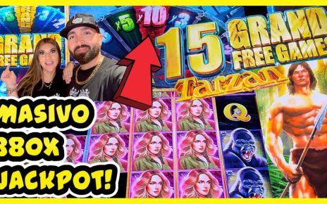 ?GANÉ 380X MI APUESTA JACKPOT EN TARZAN GRAND SLOT MACHINE! INCREIBLE CERRADA X10 EN HARRAHS AC