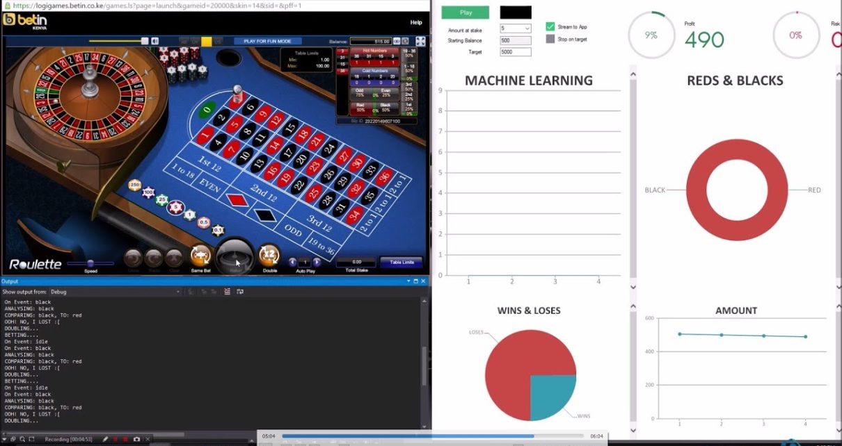 c AI robot plays BetIn  online casino , Pattern recognition + Artificial intelligence