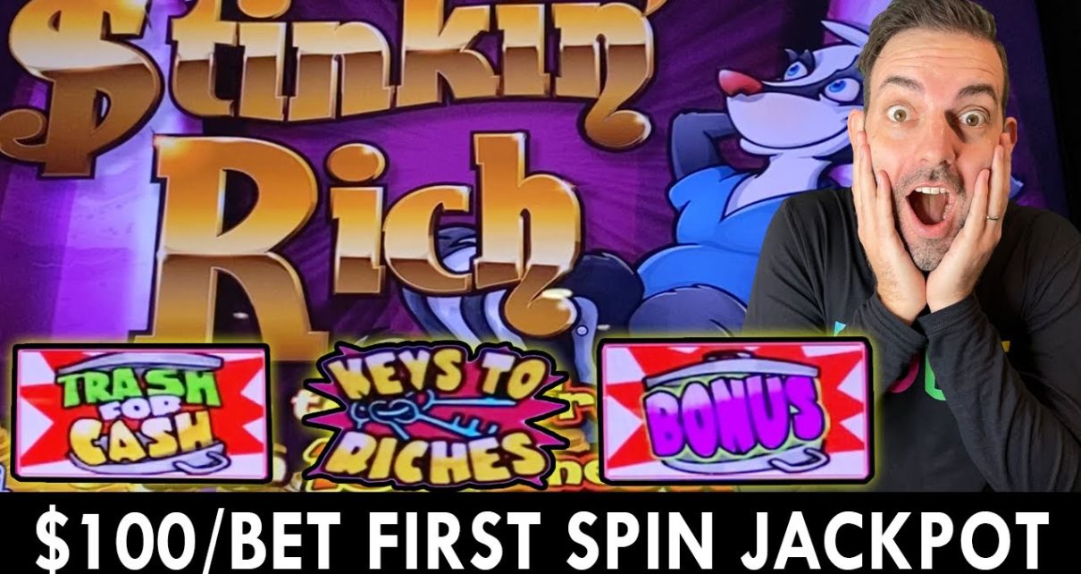 0/Bet ? FIRST SPIN JACKPOT ✴ Stinkin' Rich at Greektown Casino #ad