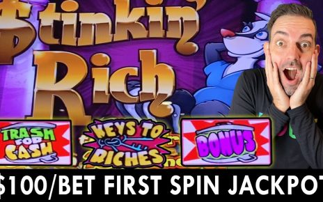 0/Bet ? FIRST SPIN JACKPOT ✴ Stinkin' Rich at Greektown Casino #ad