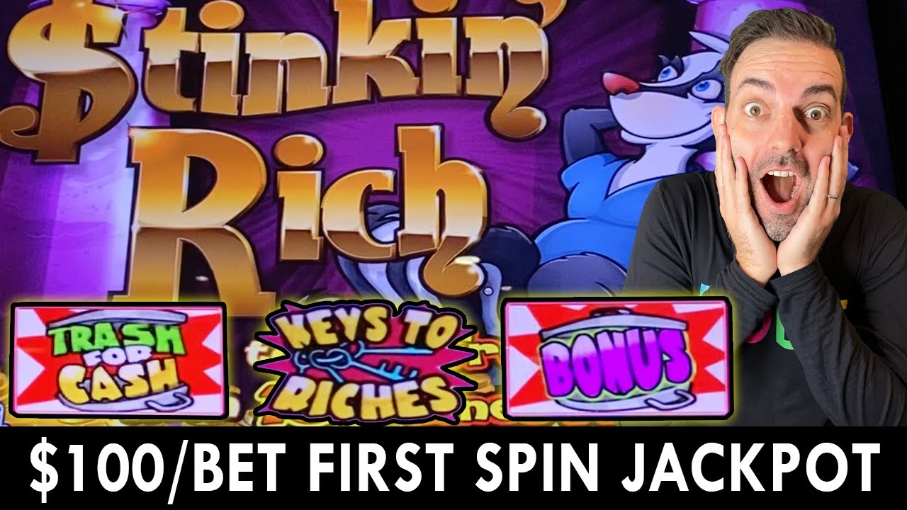 $100/Bet ? FIRST SPIN JACKPOT ✴ Stinkin' Rich at Greektown Casino #ad