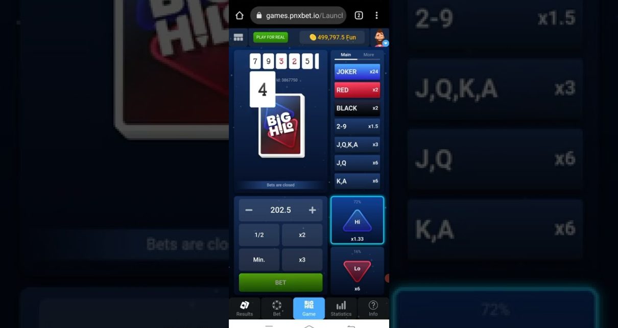 Big Hi-Lo Game Online Casino On Pnxbet Sign-up at nowadays And Get Upto 250% Bonus On Yout First 3 Deposit