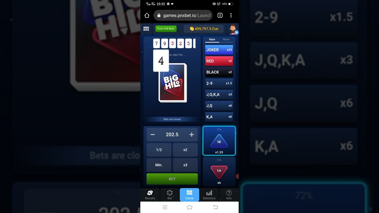 Big Hi-Lo Game Online Casino On Pnxbet Sign-up now And Get Upto 250% Bonus On Yout First 3 Deposit