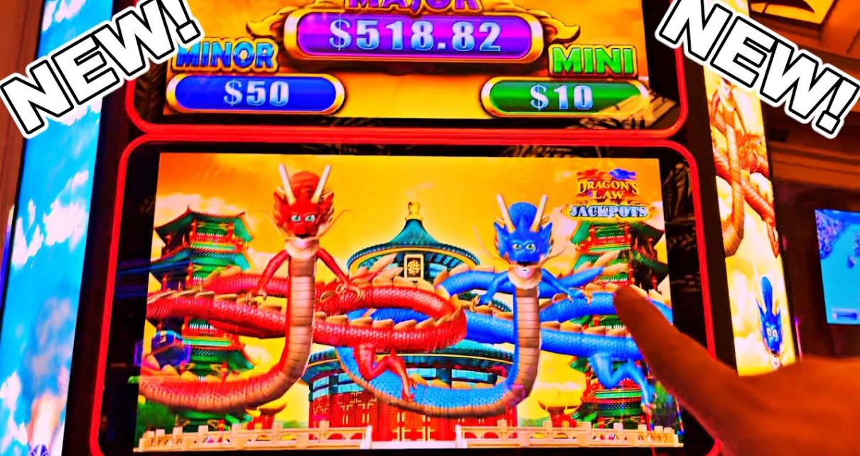 THE ALL NEW DRAGON'S LAW JACKPOTS!!!! – New Las Vegas Rampart Casino Konami Slot Machine Bonus