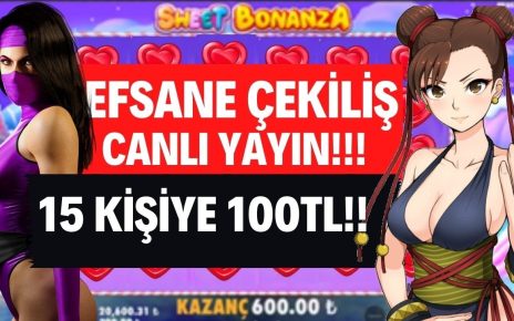 CANLI YAYIN | ÇEKİLİŞ | 15 KİŞİYE – 100 TL |SWEET BONANZA #sweetbonanza #casino #slot #çekiliş