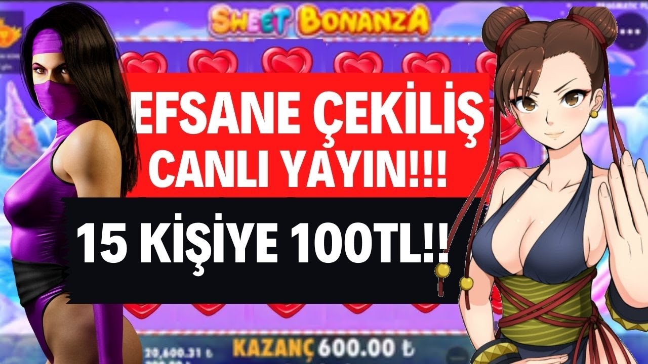 CANLI YAYIN | ÇEKİLİŞ | 15 KİŞİYE - 100 TL |SWEET BONANZA #sweetbonanza #casino #slot #çekiliş