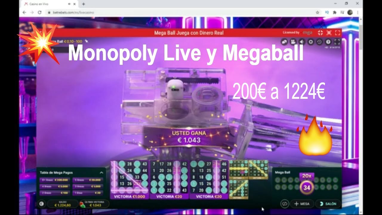 ? Monopoly Live and Megaball in Betrebels online casino / 200€ a 1224€ ???