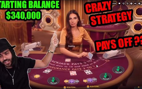 CRAZY STRATEGY !! , PAYS OFF??  Roshtein HighStakes BlackJack