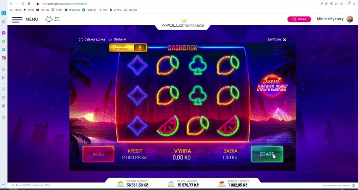 POSLEDNÍ FREE SPINY NA APOLLU • SUNSET HOTLINE • APOLLO GAMES ONLINE CASINO
