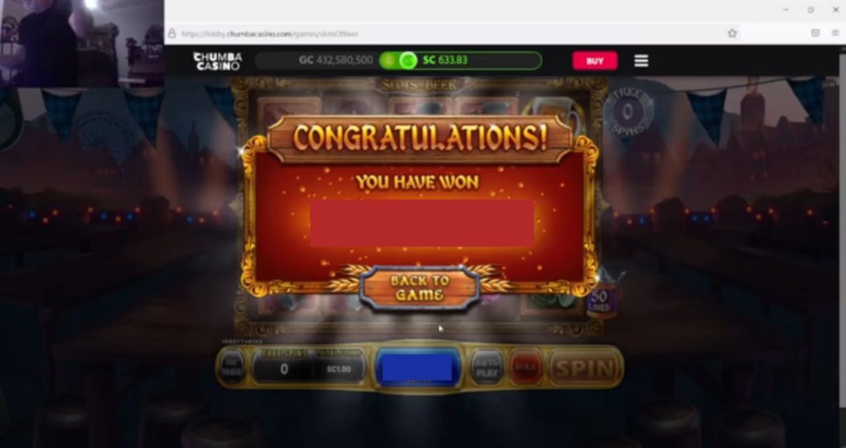 SLOTS of BEER BIG WIN Chumba Online casino slot machine