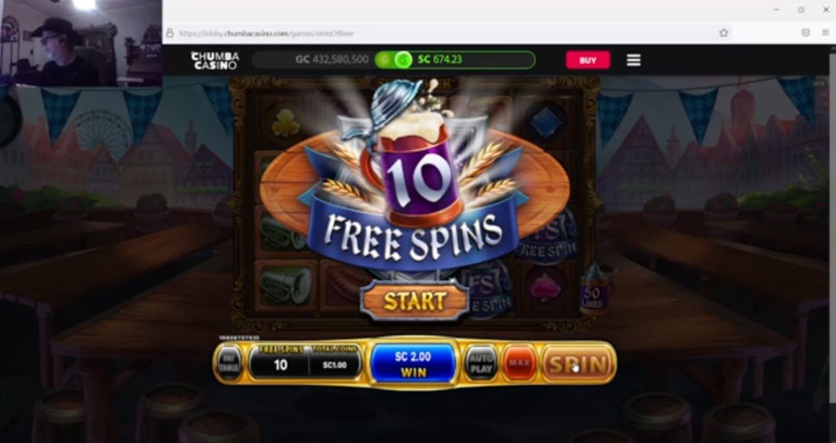 SLOTS of BEER Chumba online casino FREE Spin BONUS