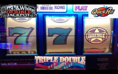 OLD schoolhouse CASINO SLOTS: BLACK & WHITE DOUBLE JACKPOT + TRIPLE DOUBLE ruddy WHITE & BLUE SLOT PLAY!