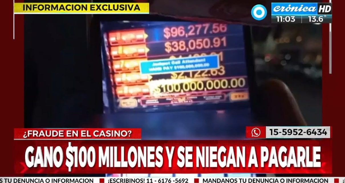 Gano 100 millones de pesos… ¡y el casino se niega a pagarle!