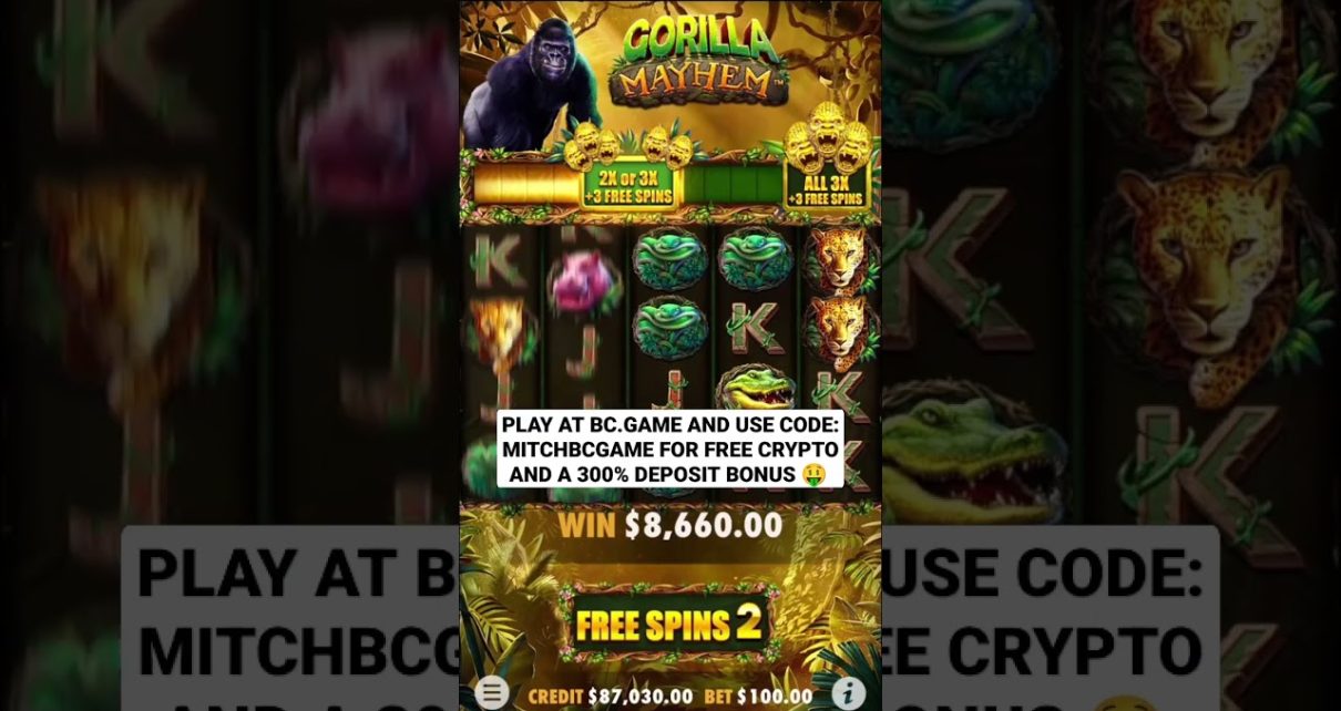 Gorilla Mayhem Bonus Feature 180x Win ? Huge Win – BC.GAME Online Casino #casino #slots #gambling