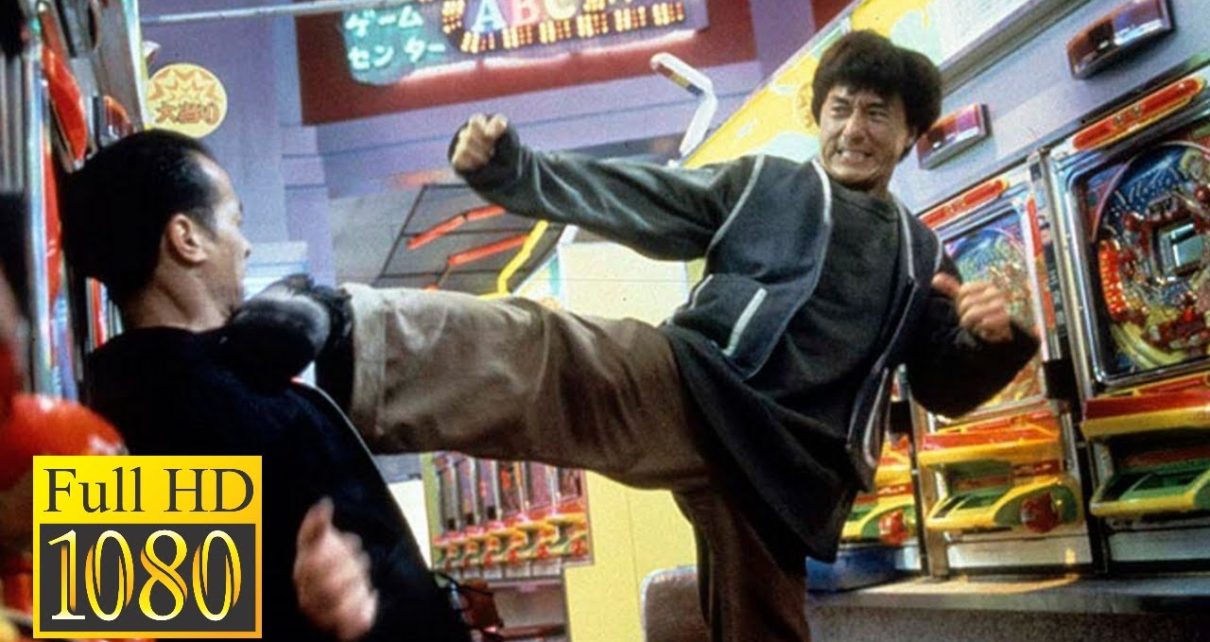 Jackie Chan fights in a casino with Cougar's thugs in the flick THUNDERBOLT (1995)