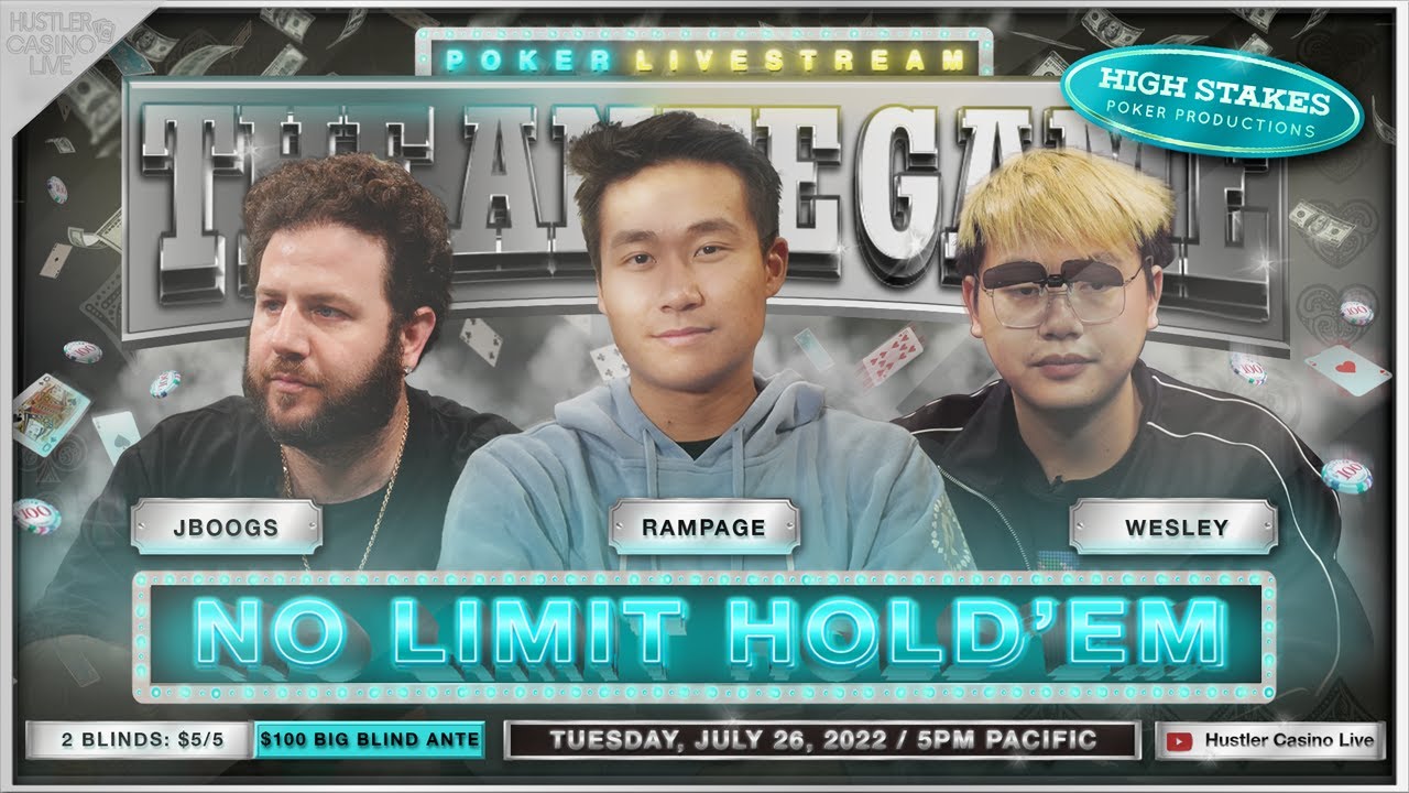 RAMPAGE BUYS IN $125,000!! Rampage, Wesley & JBoogs Play $5/5/100 Ante Game - Commentary by DGAF