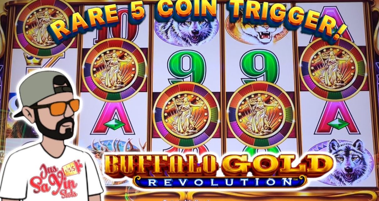 Wow! Rare 5 Coin Trigger on Buffalo Gold Revolution ? Live Slot Play at Casino