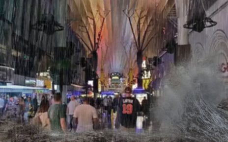 Flooding in Las Vegas! Casino under water, money floats, people rejoice