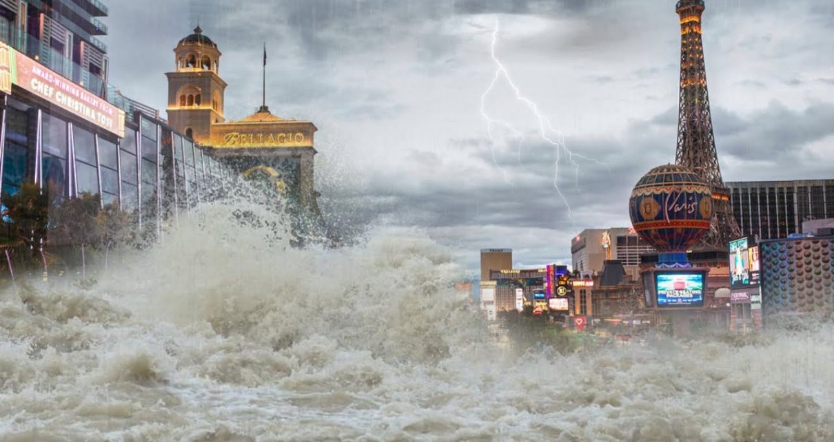 USA flooding strikes Las Vegas! Casinos and streets flooded after thunderstorm