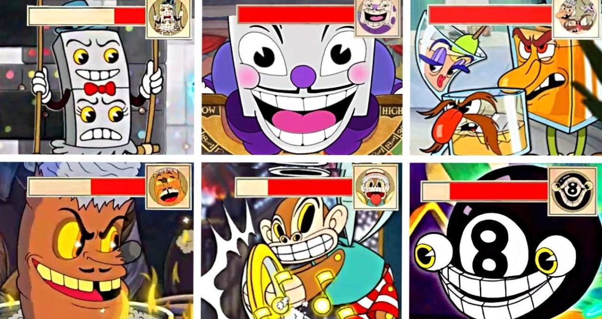 Cuphead – King Dice & All Casino Bosses with Health Bars (No Damage)