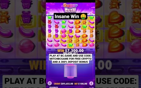 SUGAR RUSH BONUS FEATURE INSANE WIN- Online Casino Slots Win #slots #casino #gambling #casinoonline