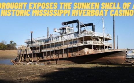 Drought exposes the sunken shell of a historic Mississippi riverboat casino