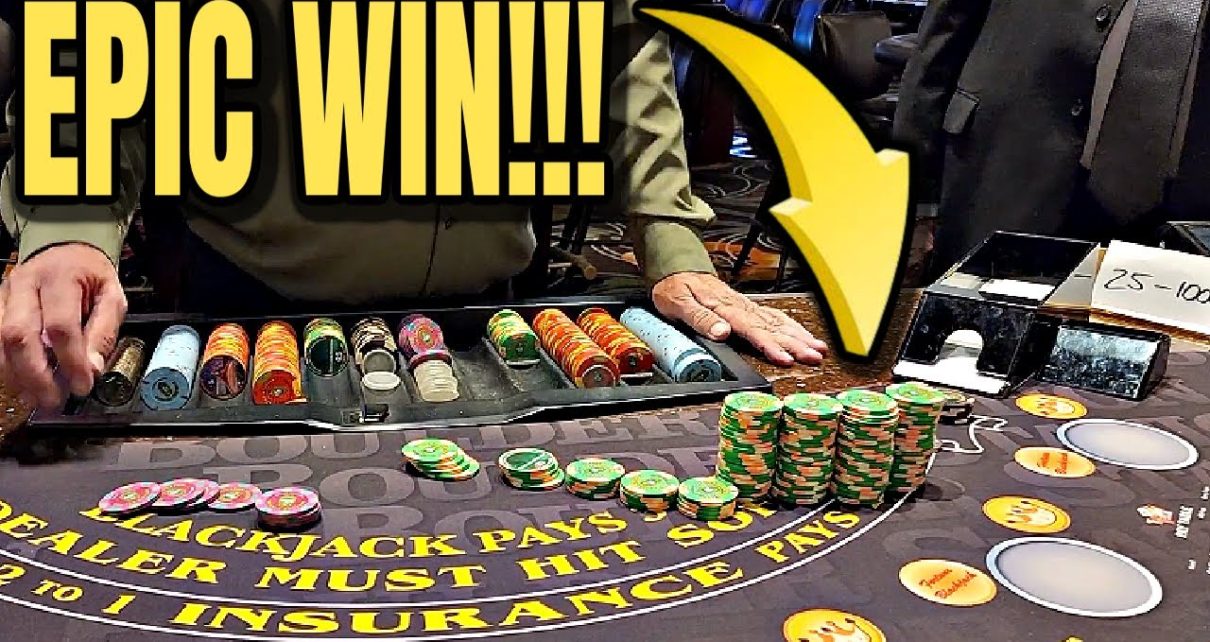 ? INSANE Blackjack WIN!  Gambling in a Las Vegas Casino!!