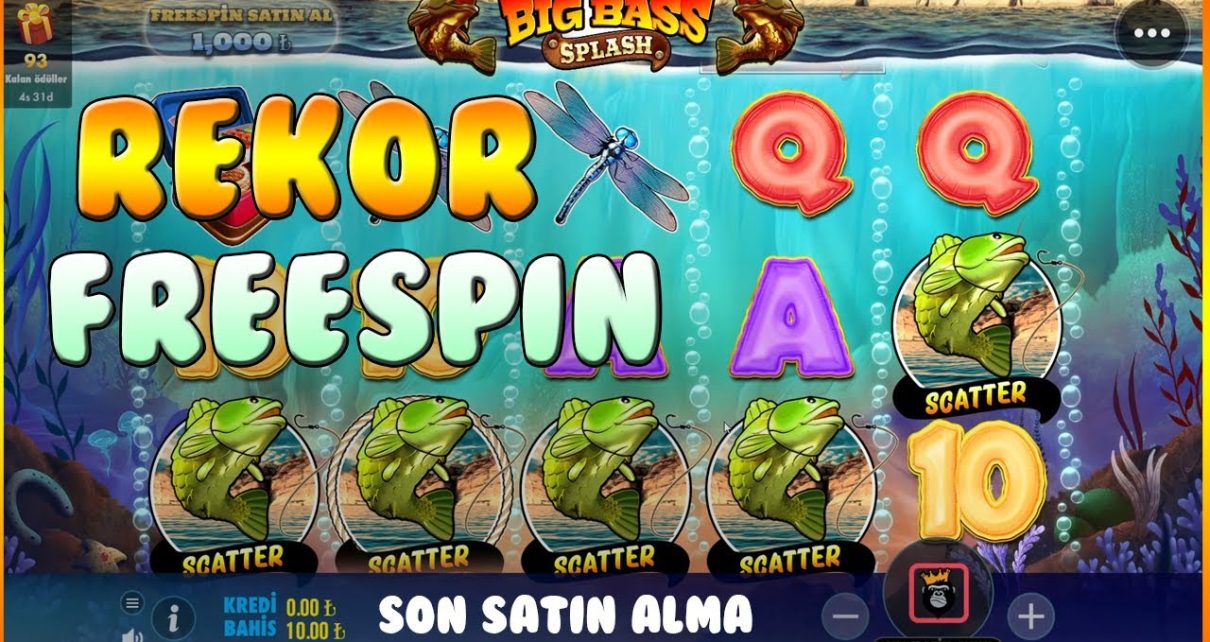 Big Bass Splash Rekor Freespin - TAM 5 SCATTER   | Level2 başlangıç X10 Gördük | #slot #casino