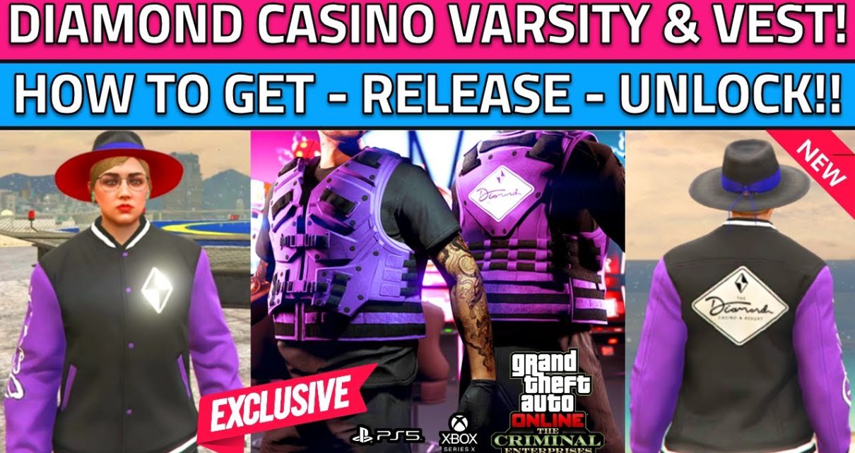 How To Get Diamond Casino Bomber Varsity Jacket! Unlock violet Armor Strike Vest GTA 5 Online Heist